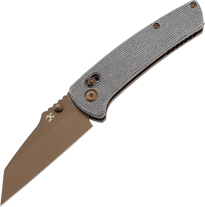 KANSEPT Main Street Pocket Folding Knife, 3.36''Rose Gold Coated 154CM Sharp Blade, Black Micarta