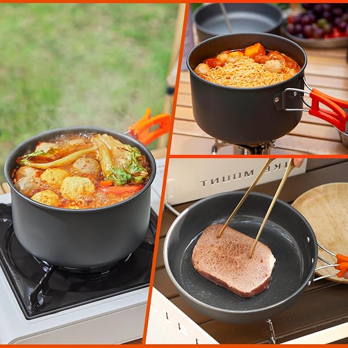Gutsdoor Camping Cookware Set Camping Gear Campfire Utensils Non-Stick Cooking Equipment
