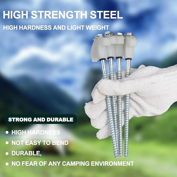 16 Pack Screw in Tent Stakes Heavy Duty,8 Inch Ground Anchors Screw in,Metal Stakes with Hex Head