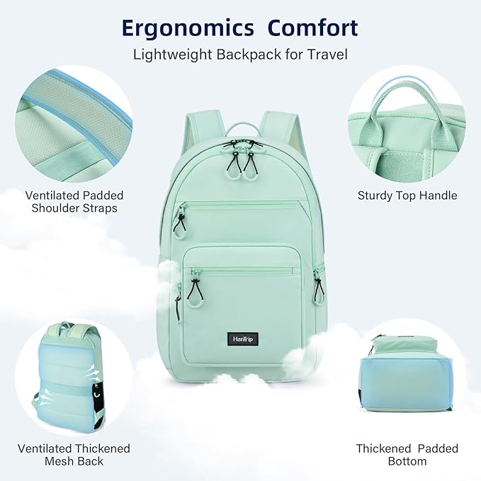 Carry On Travel Backpack For Women, 18 Inch Water Resistant Large Backpack Lightweight Bookbag For