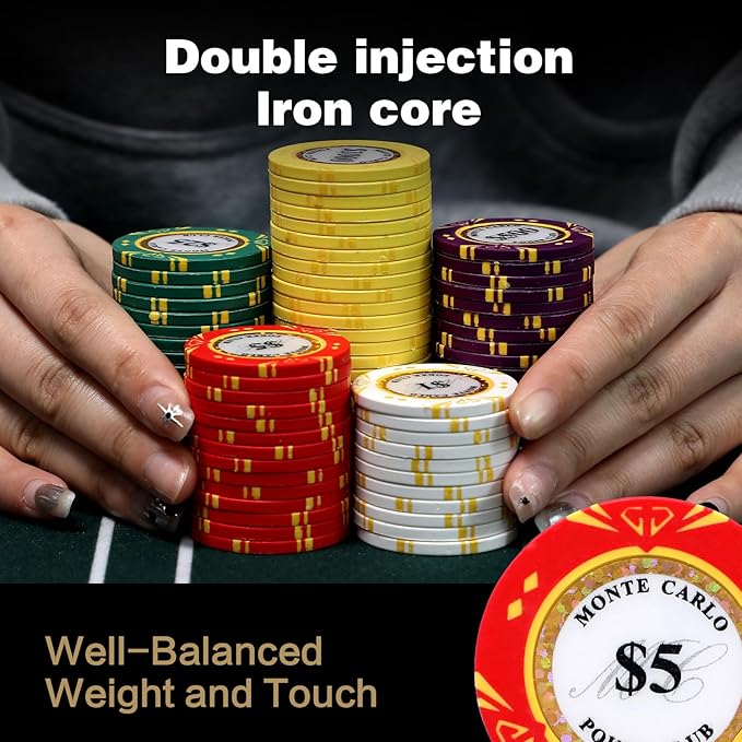 14 Gram Clay Poker Chips Set Texas Hold’em 300PCS Poker Chips Set Numbered Chips with High-End Chip