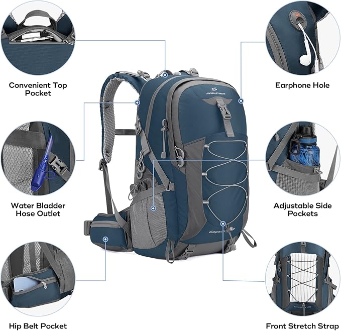 Maelstrom Hiking Backpack,Camping Backpack,40L Waterproof Hiking Daypack with Rain