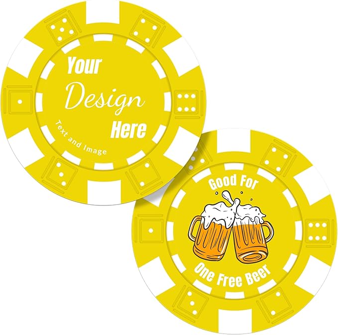 50 Custom Poker Chips,Personalized with Your Logo Image or Text,11.5g Clay Casino Chips for Events