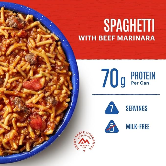 Mountain House Spaghetti with Beef Marinara #10 Can | Freeze Dried Survival & Emergency Food | 7