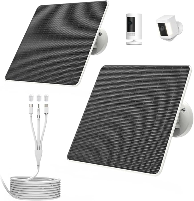 FlexSolar 2 Pack 6W Solar Panel for Security Camera Outdoor, 5V USB Solar Charger Compatible with