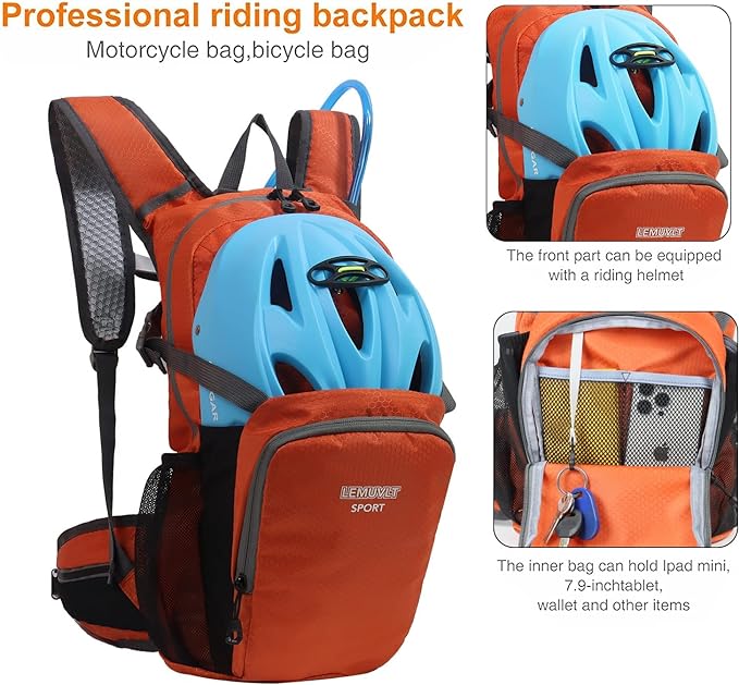 Hiking Daypack Waterproof Biking Backpack 15L Lightweight Durable Backpack for Ski Snowboarding