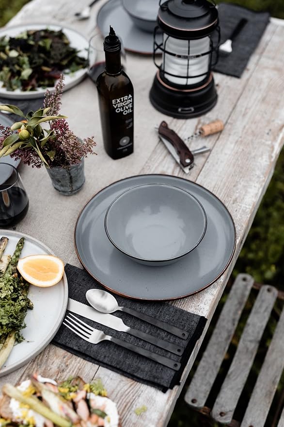 Barebones Enamel Bowl Set - Dish Set of 2 Bowls - Enamelware Set for Camping and Everyday Use