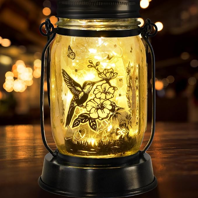 Hummingbird Solar Lantern Outdoor Garden Decor, Gifts for Women Mom Gradma Birthday Gifts, Hanging