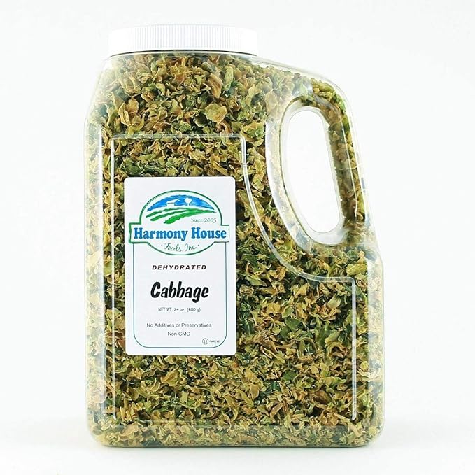 Harmony House Foods Dehydrated Cabbage Flakes - Air Dried Vegetables for Soup and Cooked Dishes