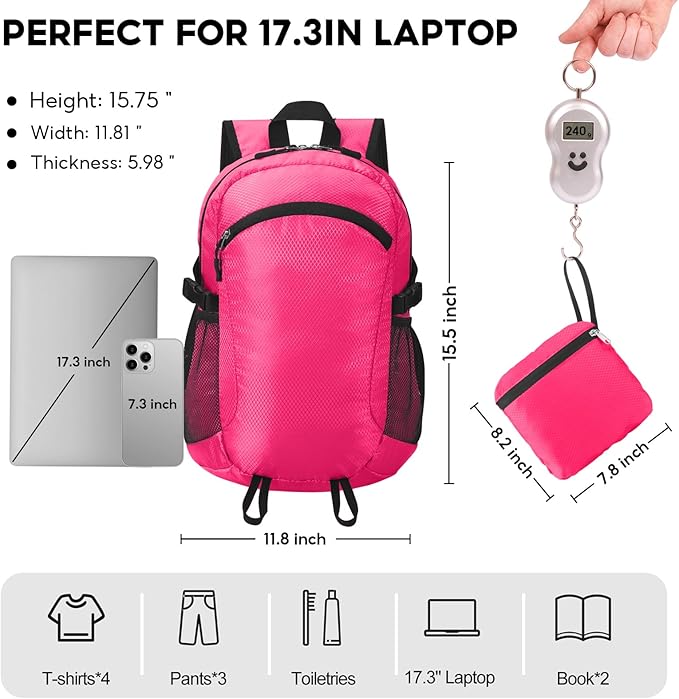 Small Hiking Daypack,15L Waterproof Hiking Backpack Packable Lightweight Travel Day Pack for Women