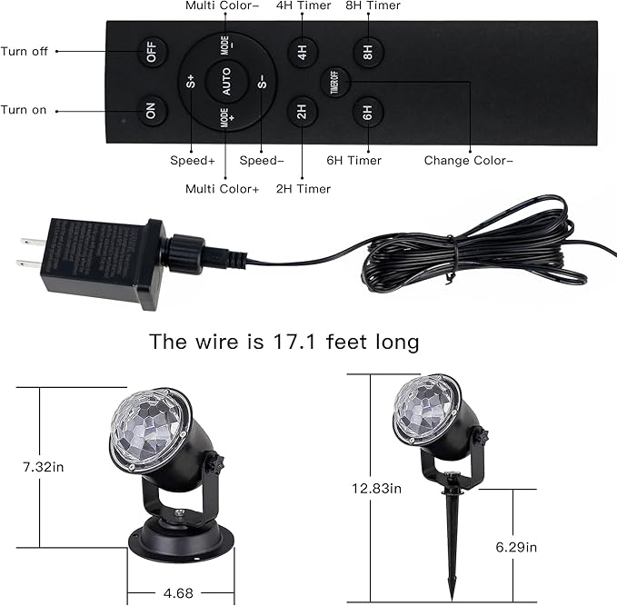 Hekation Christmas Halloween Outdoor Projector Lights, 15 Colors Water Wave Ocean Effect Night