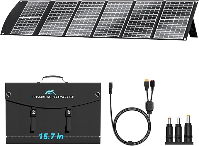 Extreme Lightweight and Compact Foldable Ecosonique 100W Portable Solar Panels Charger for Camping