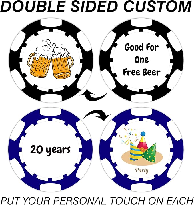 Custom Poker Chips 50 Pcs, Personalized Full Color Chips with Your Logo, Text, or Design, 11.5g