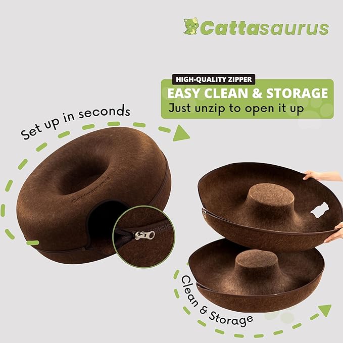 CATTASAURUS Peekaboo Cat Cave for Multiple & Large Cats Up to 30-45 Lbs, Scratch Detachable &