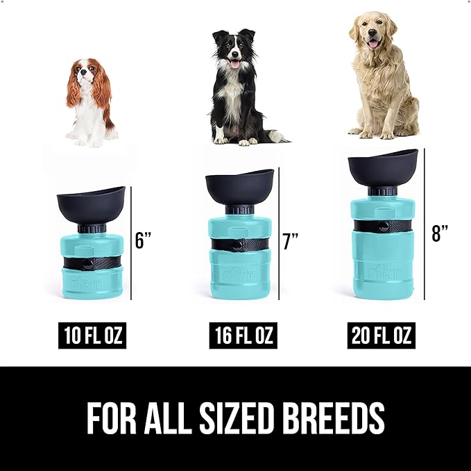 GORILLA GRIP Dog Water Bottle, Portable Water Bowl Dispenser for Dogs, 12 oz Leak Proof Pet Travel