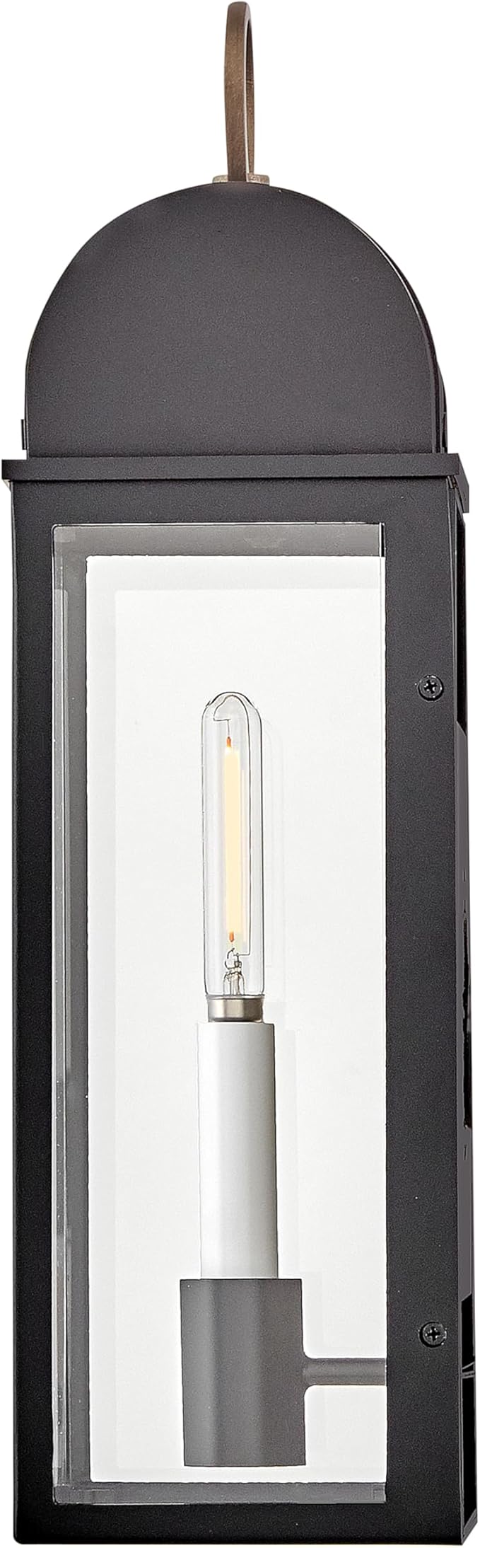 Hinkley Campbell Medium Wall Mount Outdoor Lantern - Clear Glass, Aluminum - Black Finish and