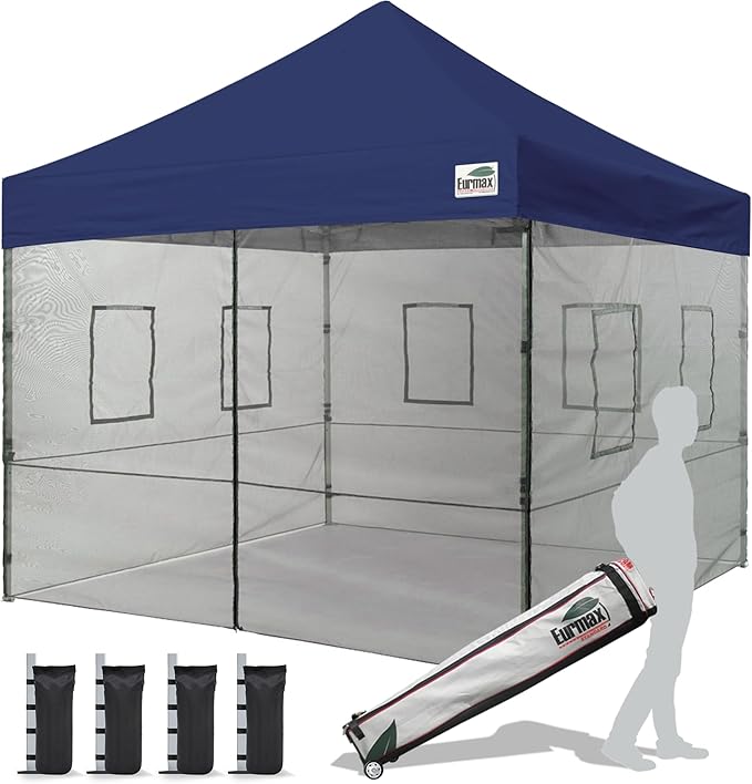 Eurmax USA 10'x10' Pop-up Canopy Tent Commercial Instant Canopies with 4 Removable Zipper End Food