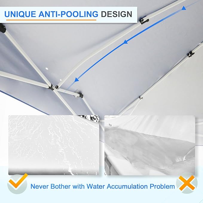 EAGLE PEAK Pop Up Canopy Tent with Wheeled Carry Bag, 8 Stakes, 4 Ropes, 4 Weight Bags, Easy Set Up