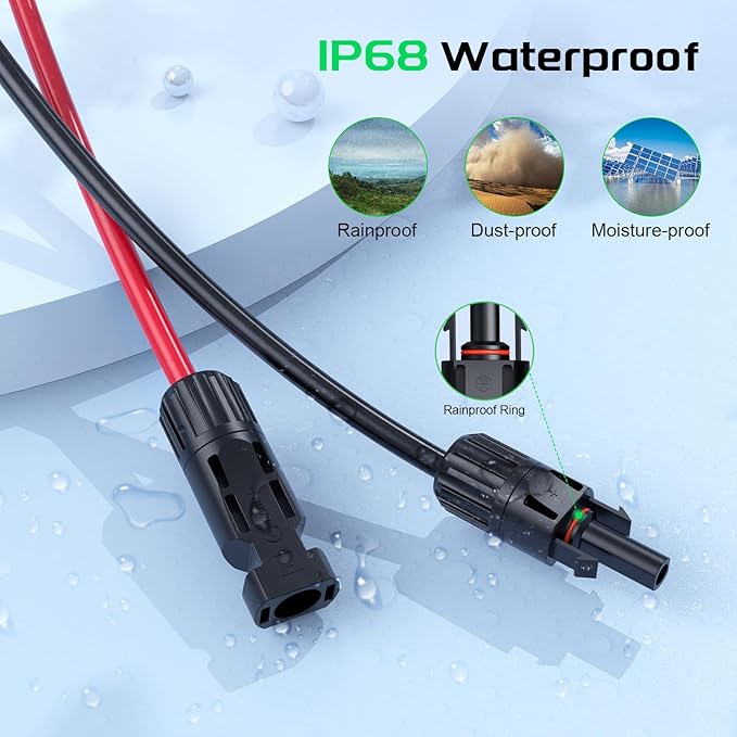 Bateria Power 30FT 12AWG Y-Branch Solar Connectors Extension Cable, Solar Cable Parallel Adaptor