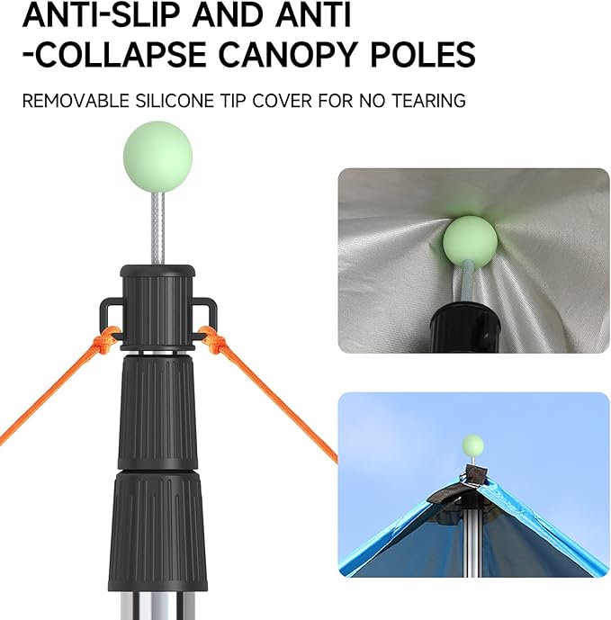 SANLIKE Telescoping Tarp Pole Heavy Duty Tent Poles, 33"-86.6"/94" Thickened Tube Collapsible