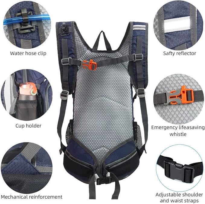 Hiking Daypack Waterproof Biking Backpack 15L Lightweight Durable Backpack for Ski Snowboarding