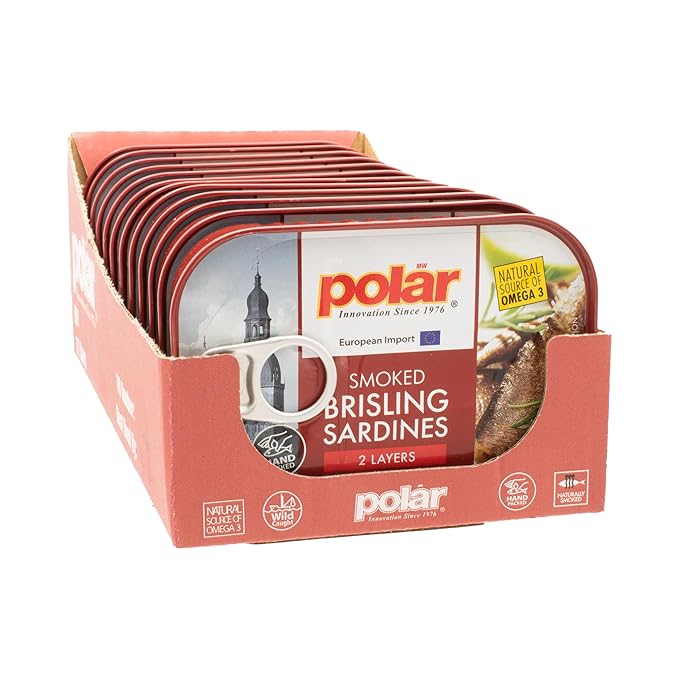 MW Polar Smoked Brisling Sardines in Canola Oil, 3.52 oz Can, Wild Caught (Pack of 12)