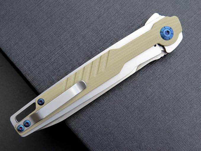 Eafengrow EF942 EDC Folding Knife, D2 Steel Blade Titanium Plating & G10 Handle,Pocket Clip with