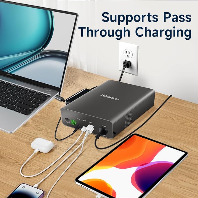 Portable Power Bank with AC Outlet 130W, Rechargeable Backup Lithium Polymer Battery Pack