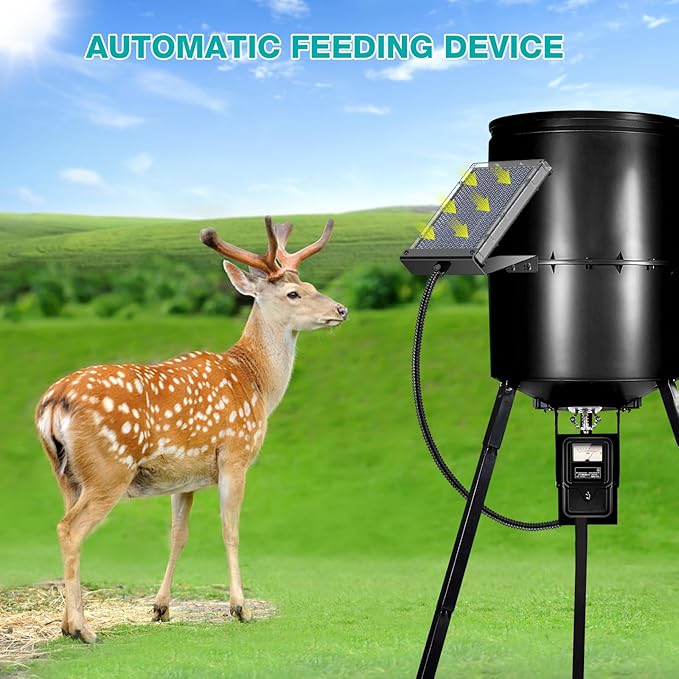 Solar Panel for Deer Feeder, 12V Solar Panel Outdoor Hunting Feeder Waterproof, Solar Power Battery