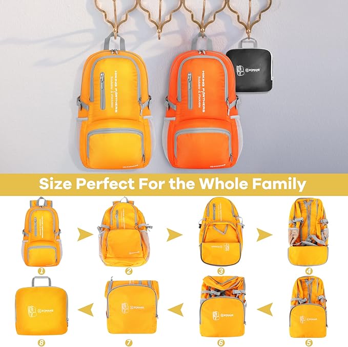 ZOMAKE Lightweight Packable Backpack - 35L Light Foldable Hiking Backpacks Water Resistant
