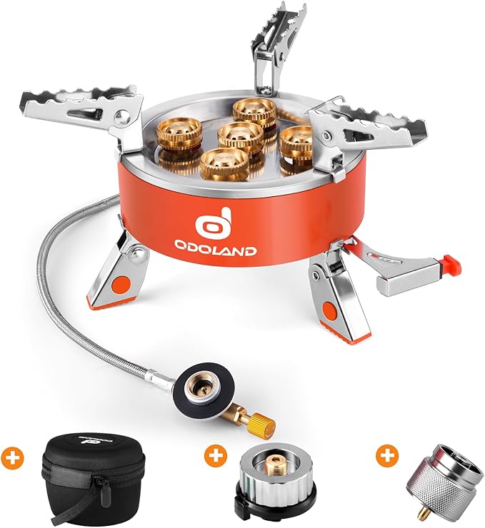Odoland 9000W Portable Camping Stove Lightweight Camp Stove Collapsible Backpacking Stove with EVA