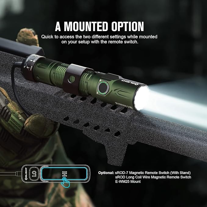 OLIGHT Warrior 3S 2300 Lumens Rechargeable Tactical Flashlight, Compact Dual-Switches LED Bright
