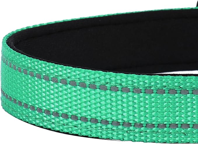 Reflective Dog Collar, Adjustable Soft Neoprene Padded Nylon Pet Collars with Buckle for Small
