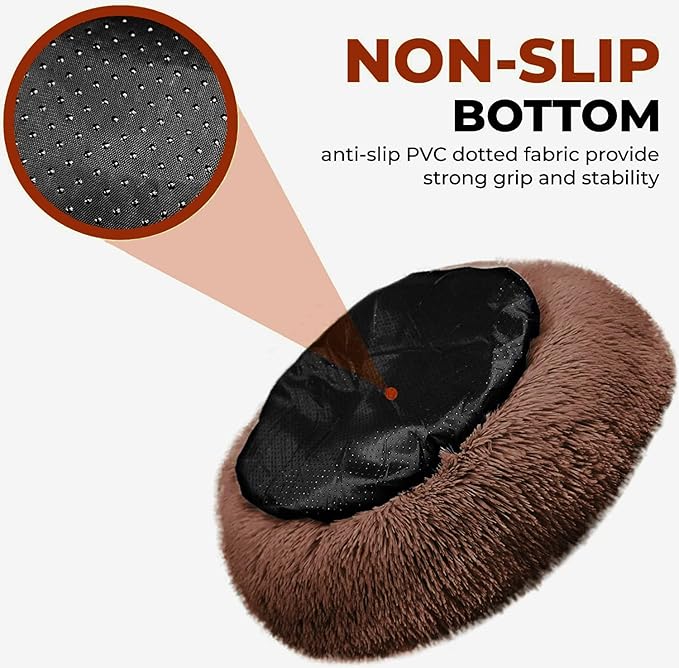 Whiskers & Friends Cat Bed, Cat Beds for Indoor Cats Washable, Orthopedic Soft Fluffy Round Calming