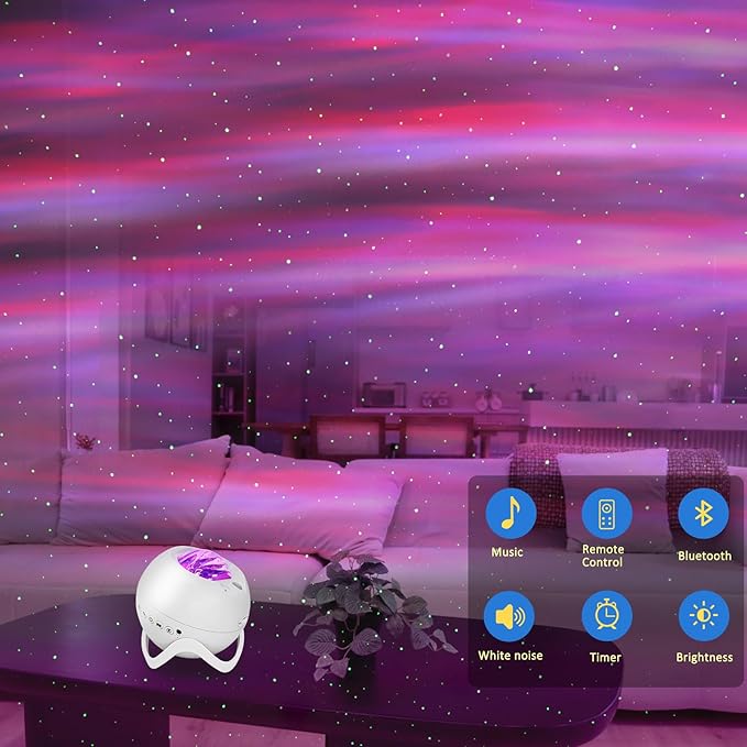 Galaxy Projector for Bedroom, Star Projector, White Noise with Bluetooth Speaker, Timer, Night