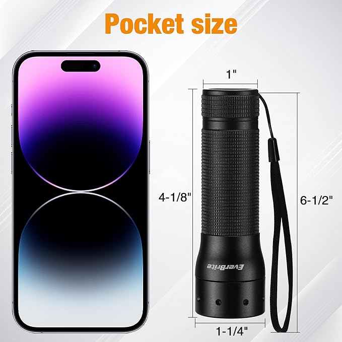EverBrite Mini LED Flashlight, Zoomable High Lumens 350LM, 3 Modes, 3AAA Batteries Included