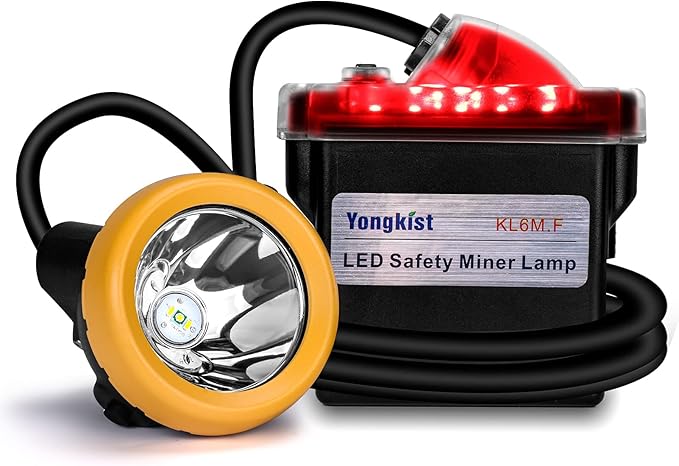 Rechargeable LED Mining Headlamp, Super Bright Safety Head Torch with 1+2 LEDs and Battery Pack