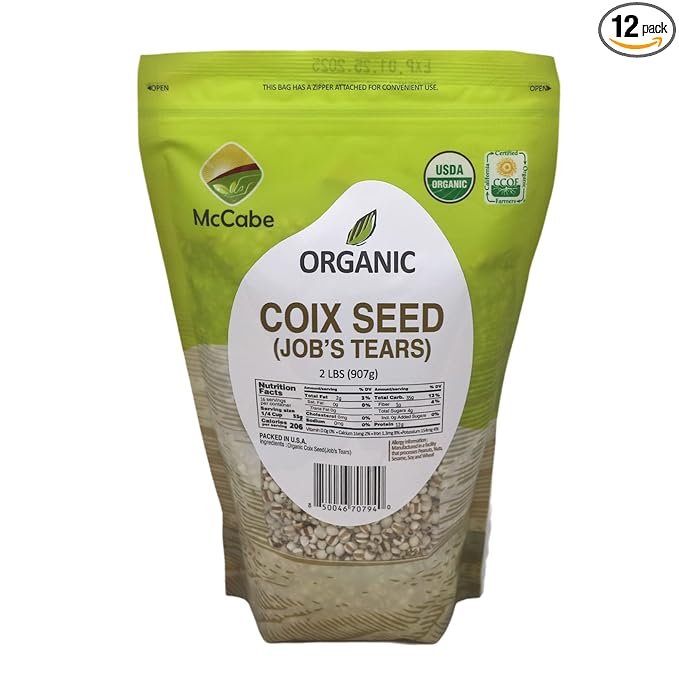 McCabe Organic Coix Seed - Job's Tears 2 Lbs| High Protein and Fiber | USDA and CCOF Certified |