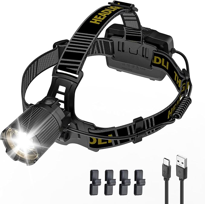 1,000,000 Lumens Rechargeable Headlamp, 5 Modes & IP68 Waterproof Head Lamp, Headlamps for Adults