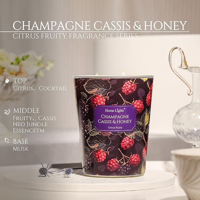 HomeLights Scented Candles for Women & Men, 34oz Candle Jars Aromatherapy 3-Wick Candle, Ideal for