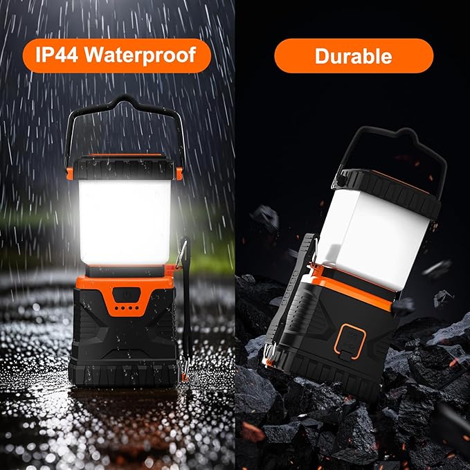 LED Camping Lantern Rechargeable,1000LM, Easy to Carry with 5 Ligth Modes, IP44 Waterproof Battery