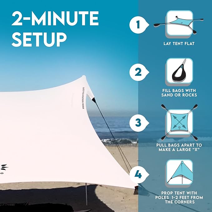 Neso Gigante - Portable Beach Tent - Ideal to Enjoy with Family and Friends - UPF 50+