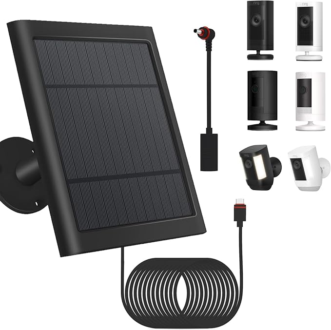 Solar Panel Outdoor for Ring Cameras with 10ft/3m Cable