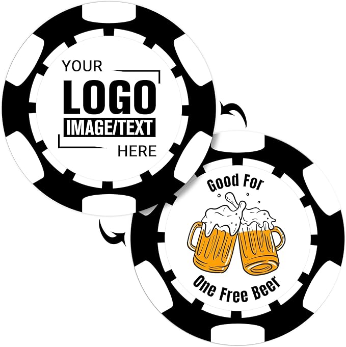 Custom Poker Chips 50 Pcs, Personalized Full Color Chips with Your Logo, Text, or Design, 11.5g