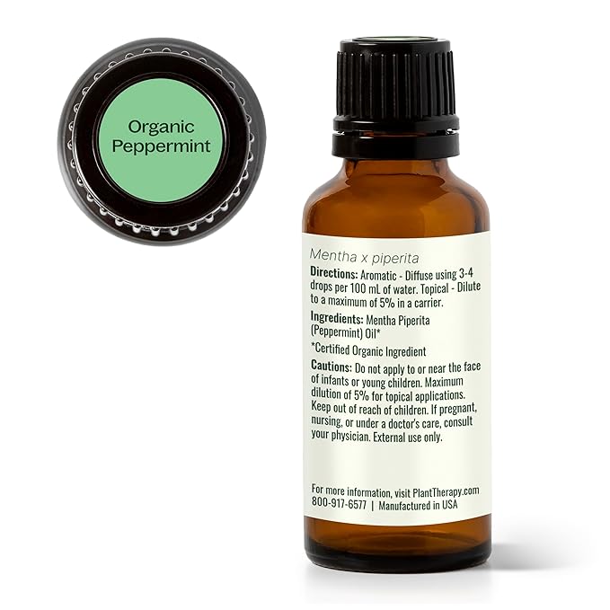 Plant Therapy Organic Peppermint Essential Oil 100% Pure, USDA Certified Organic, Undiluted