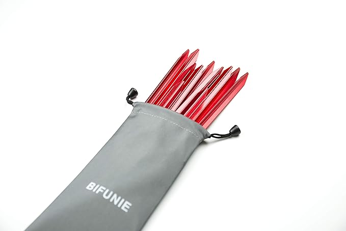 Aluminum Alloy Tent Stakes Pegs, 12-Pack Aluminum Ground Pegs with Reflective Pull Ropes