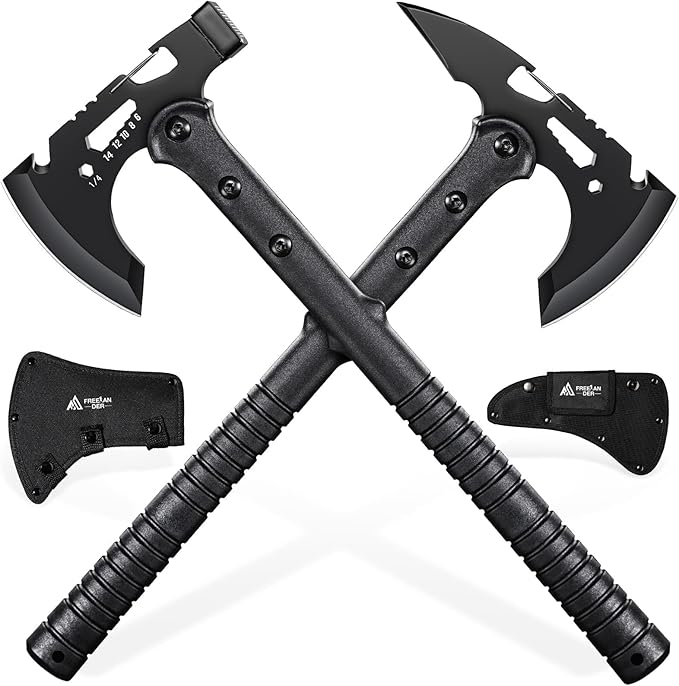 Freelander Tactical Axe 2 Pack, Sharp Tomahawk with Sheath, Portable Tomahawk with Clip and Bottle
