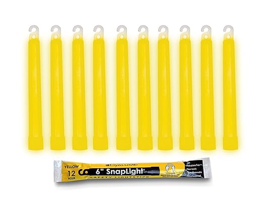 Cyalume Yellow Emergency Glow Sticks - Premium 6??SnapLight Survival Glow Sticks with 8 Hour