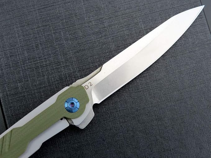 Eafengrow EF942 EDC Folding Knife, D2 Steel Blade Titanium Plating & G10 Handle,Pocket Clip with