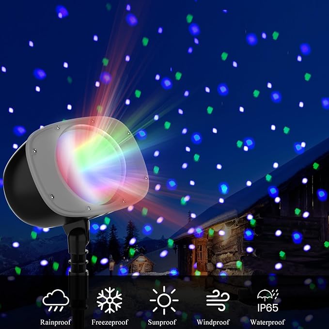 Christmas Snowfall Projector Lights Outdoor, Dynamic Snow Falling Lighting Effects Holiday